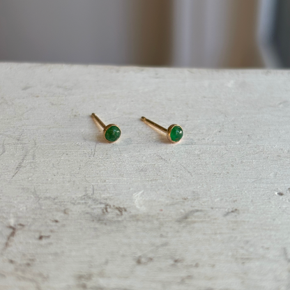 CLEARANCE Mini Gemstone Studs - Smooth Emerald