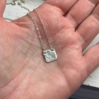 CLEARANCE Silver Square Pendant Necklace
