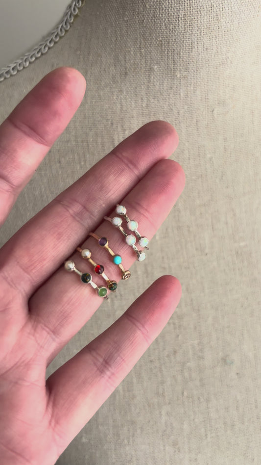 CLEARANCE - Triple Gemstone Ring - Size 6/6.5