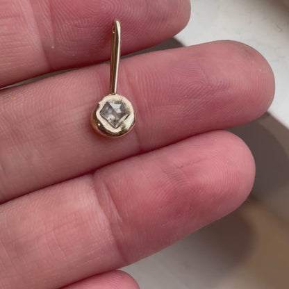 14k Solid Gold + Diamond Droplet Pendant