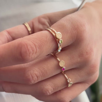 Birth Flower + Birthstone Ring