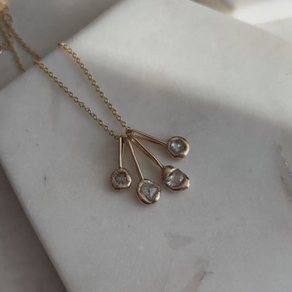 14k Solid Gold + Diamond Droplet Pendant
