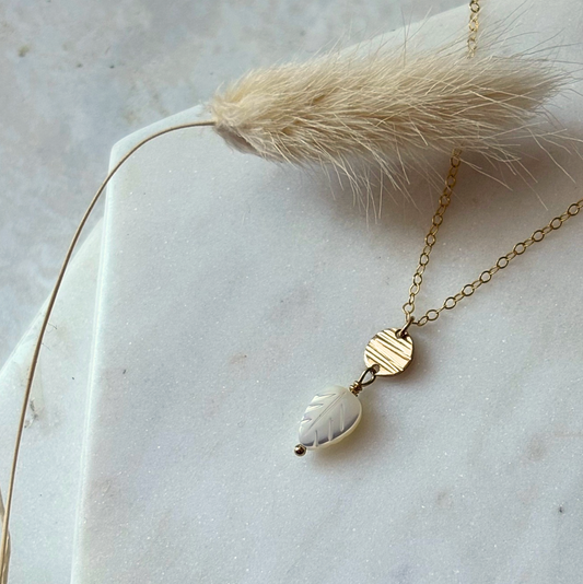OOAK Mother of Pearl Leaf Necklace