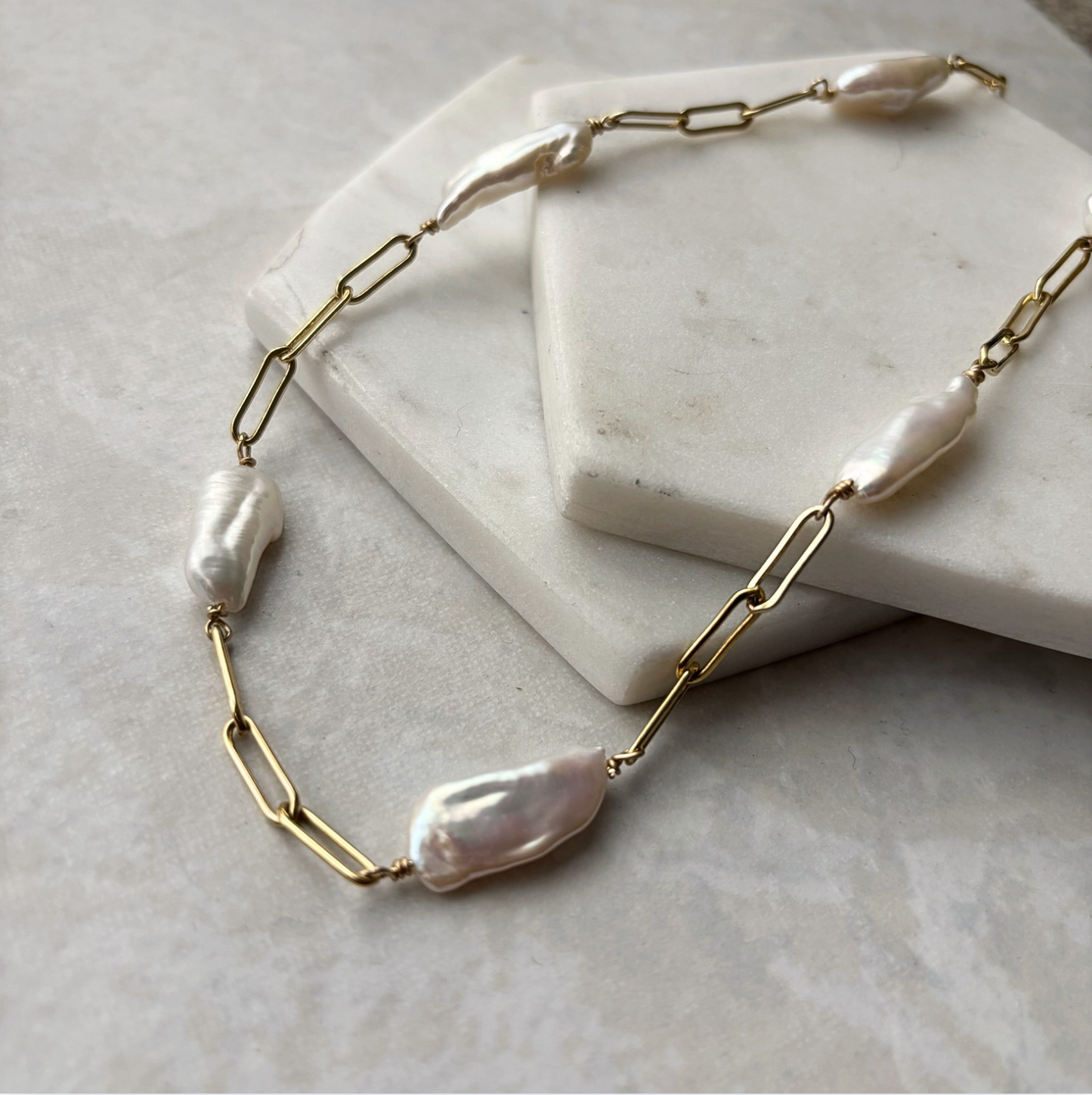 OOAK Statement Biwa Pearl + Chain Necklace