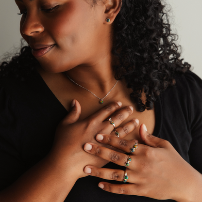 Black Opal Stacking Ring - Sterling Silver