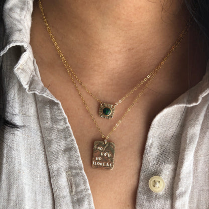 CLEARANCE / Square Gemstone Pendant Necklace