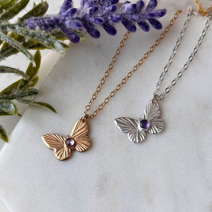 Angled Butterfly Necklace - 14k Gold-Fill or Sterling Silver