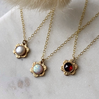 Flower Necklace - 14k Gold-Fill or Sterling Silver