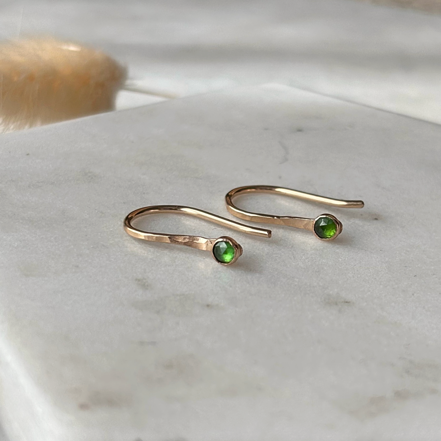 Gemstone Ear Pin Earrings
