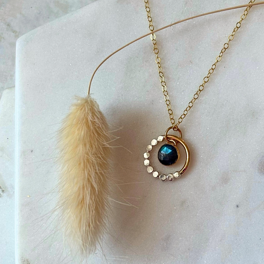 OOAK Labradorite Prism Circle Necklace