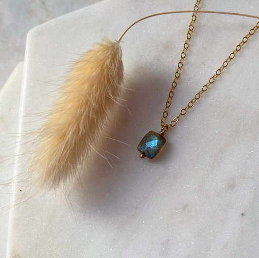 OOAK Petite Labradorite Rectangle Necklace
