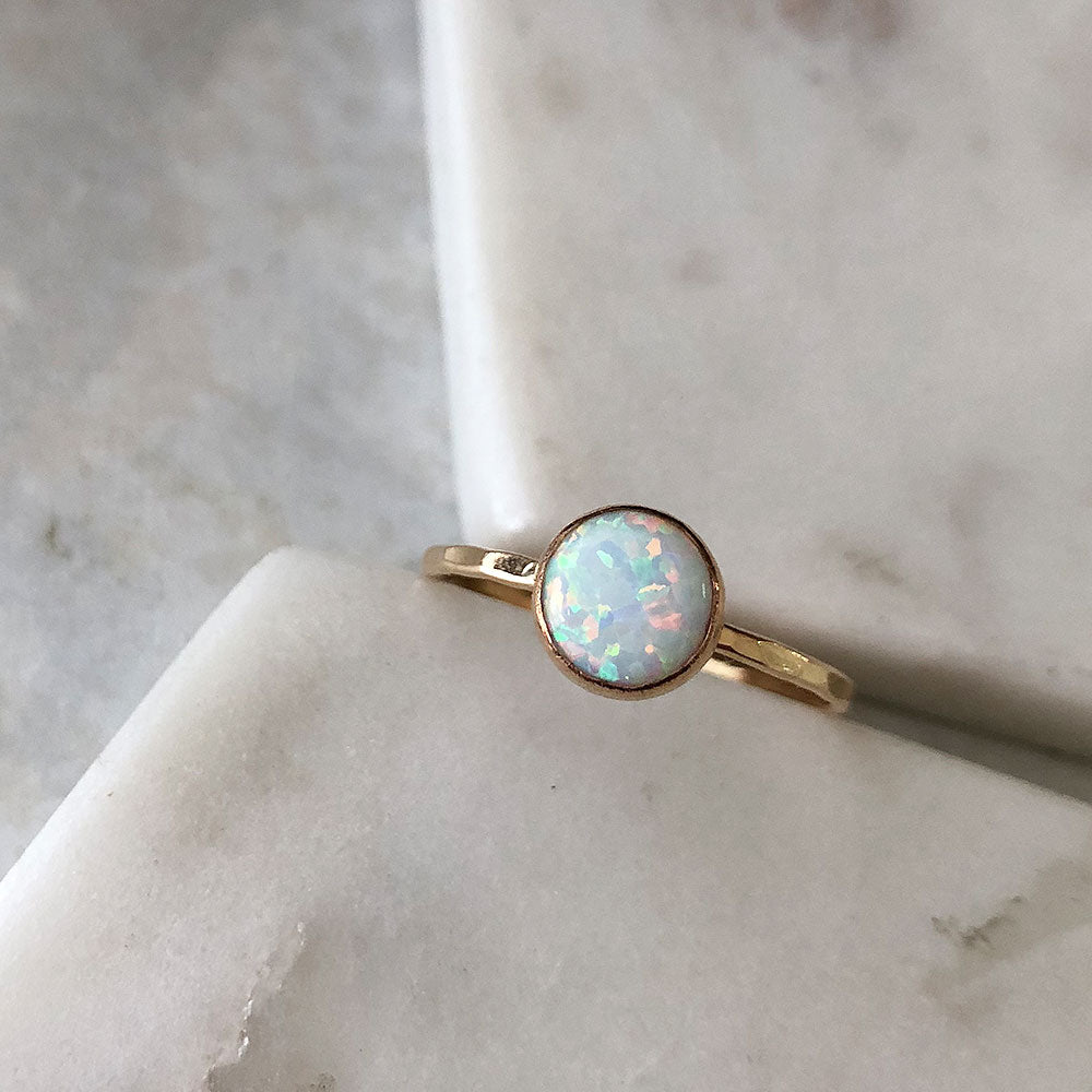 Large Opal Stacking Ring - 14k gold-fill