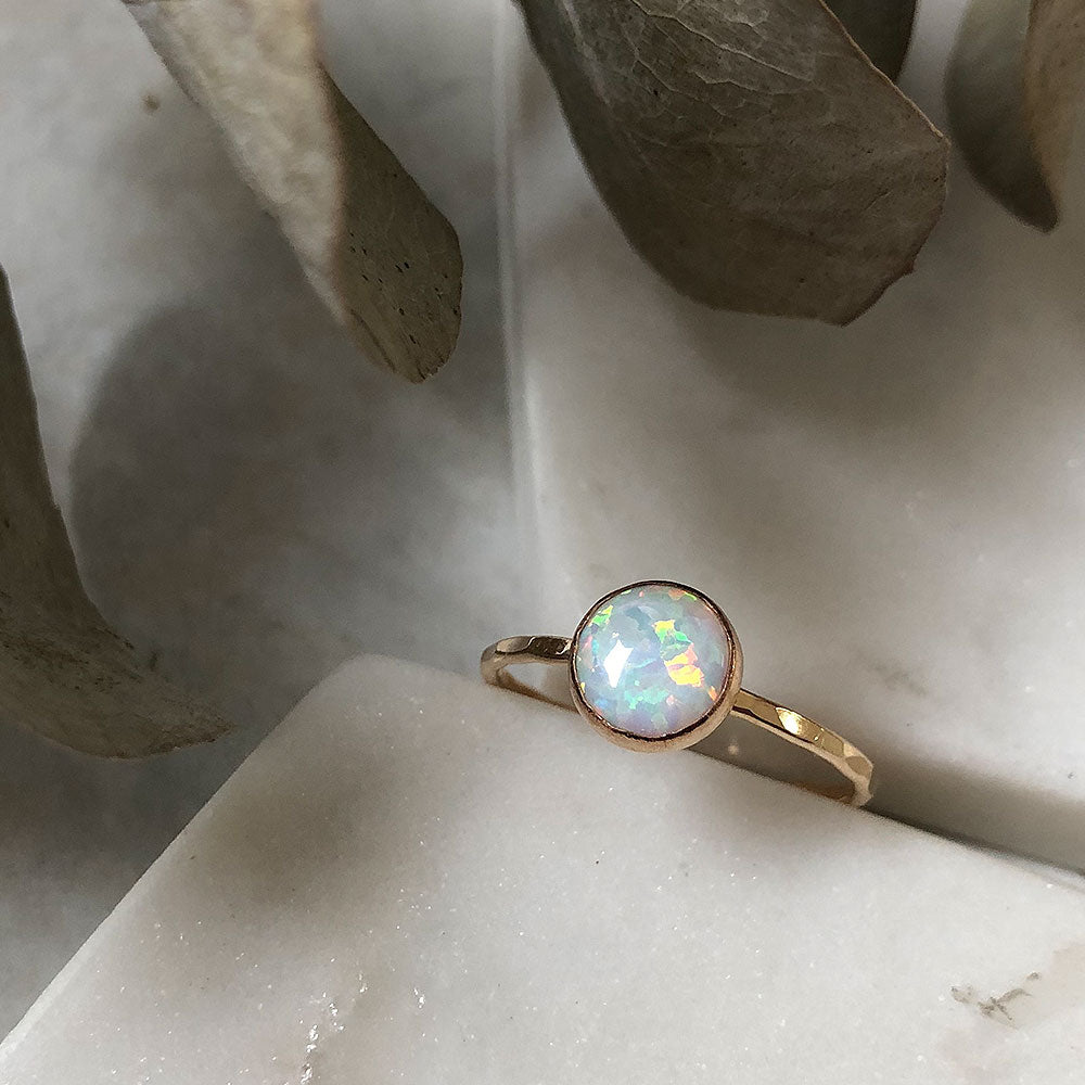 Large Opal Stacking Ring - 14k gold-fill