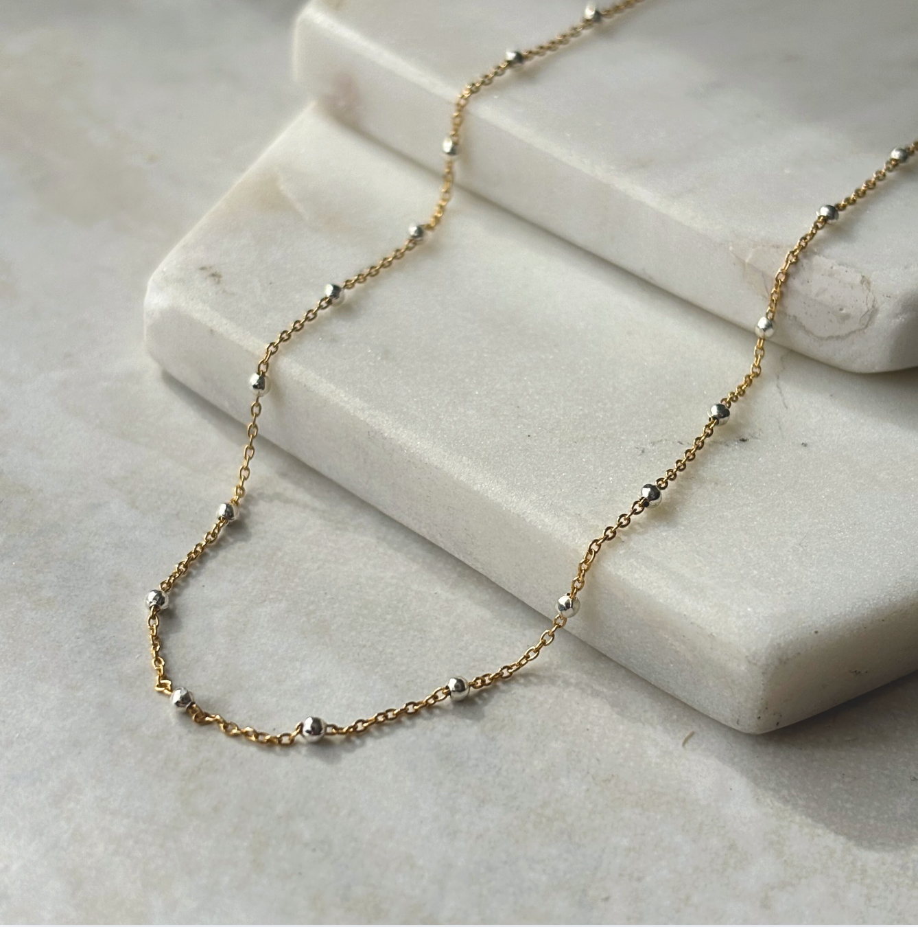 Mixed Metal Orb Chain Necklace