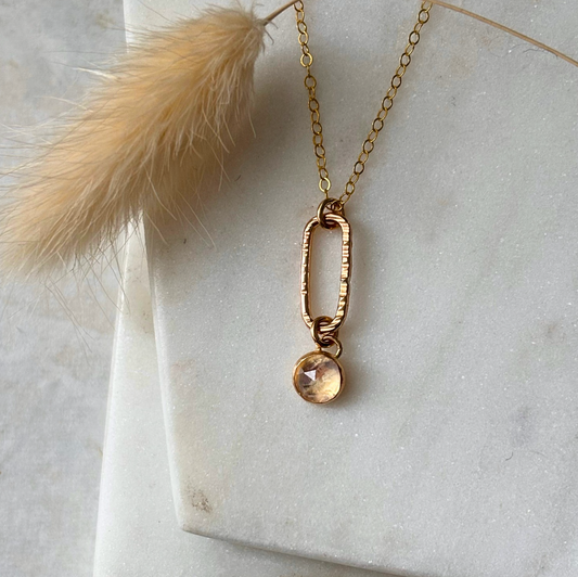 OOAK Rainbow Moonstone Elongated Oval Necklace