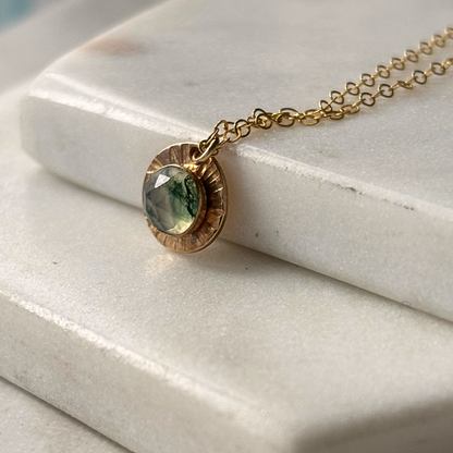 Moss Agate Aura Necklace - 14k Gold-Fill or Sterling Silver