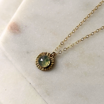 Moss Agate Aura Necklace - 14k Gold-Fill or Sterling Silver