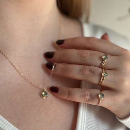 Moss Agate Stacking Ring - 14k Gold-fill or Sterling Silver