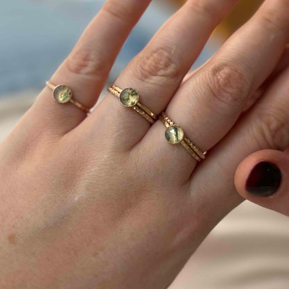 Moss Agate Stacking Ring - 14k Gold-fill or Sterling Silver