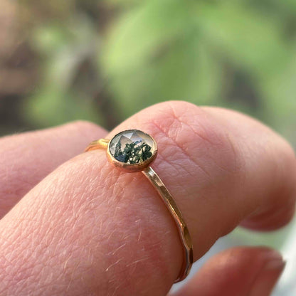 Moss Agate Stacking Ring - 14k Gold-fill or Sterling Silver