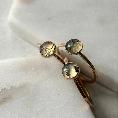 Moss Agate Stacking Ring - 14k Gold-fill or Sterling Silver