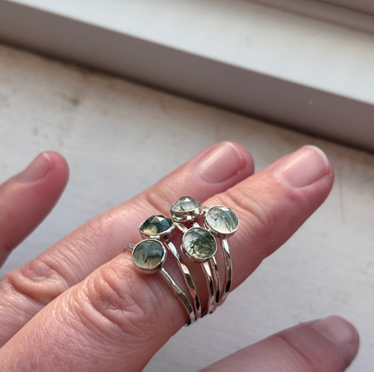 Moss Agate Stacking Ring - 14k Gold-fill or Sterling Silver