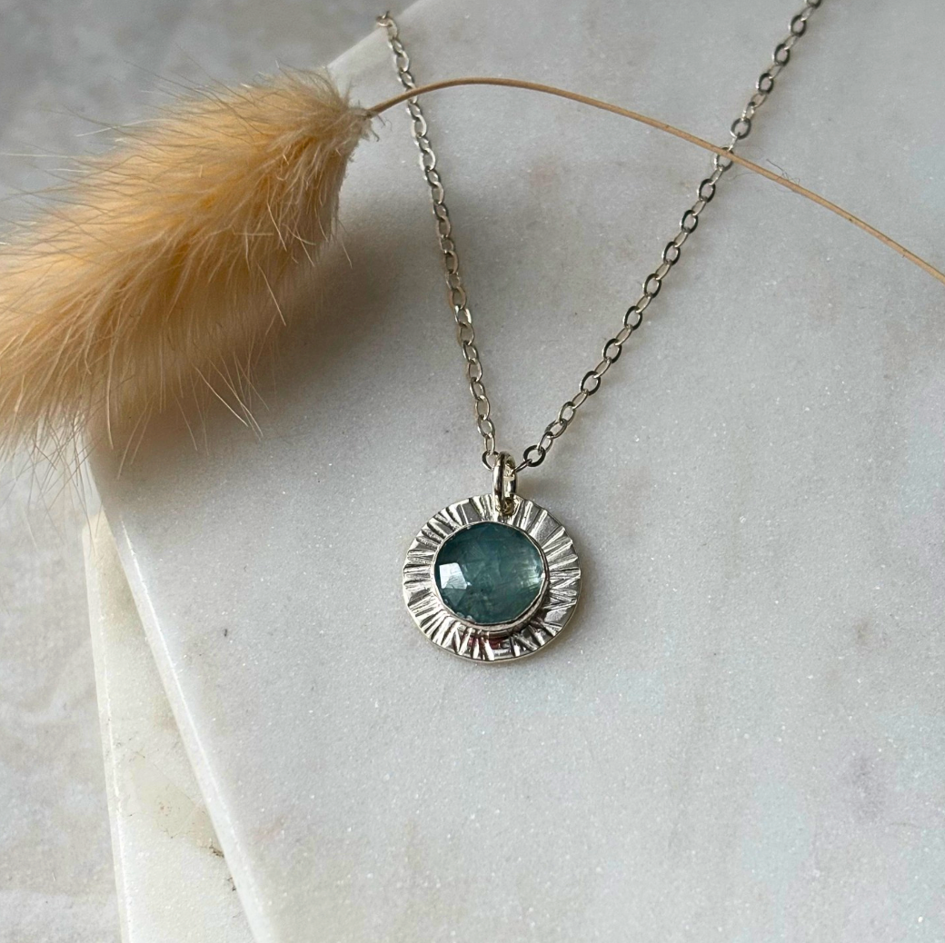 OOAK Oversized Kyanite Aura Pendant Necklace