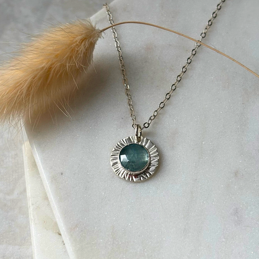 OOAK Oversized Kyanite Aura Pendant Necklace