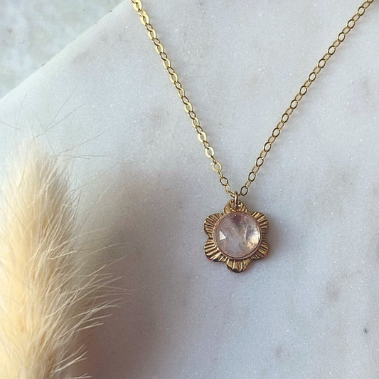 OOAK Oversized Rainbow Moonstone Flower Necklace