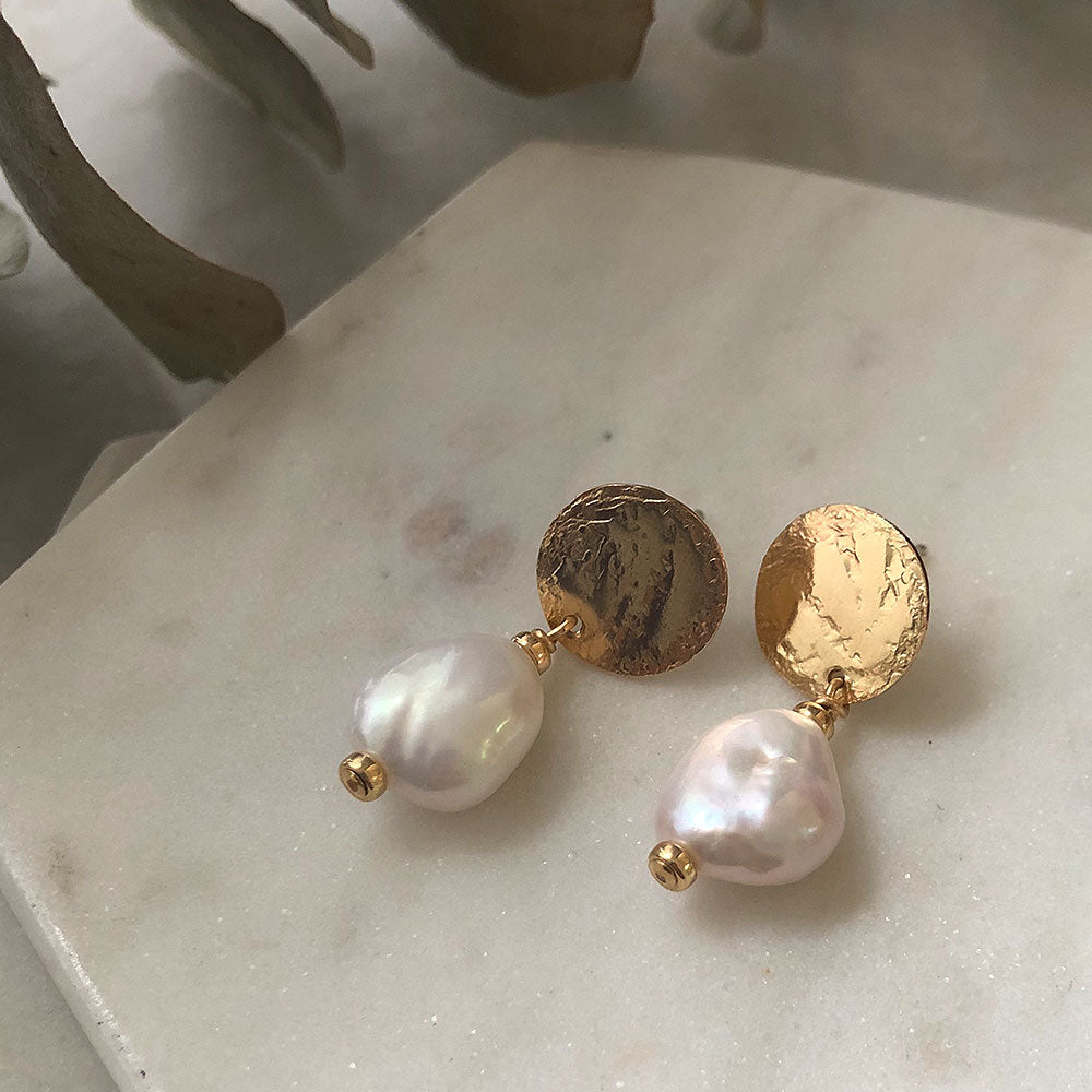Large Pearl Stardust Stud Earrings