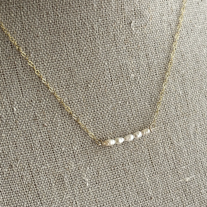 Petite White Pearl Bar Necklace
