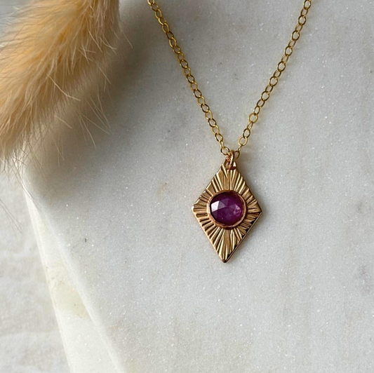 OOAK Pink Sapphire Diamond Pendant Necklace