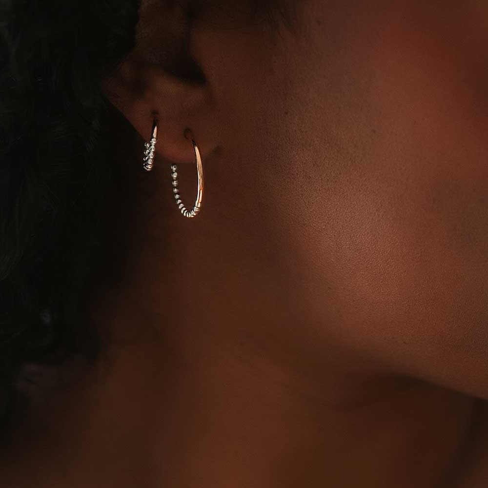 Mixed Metal Prism Hoop Earrings