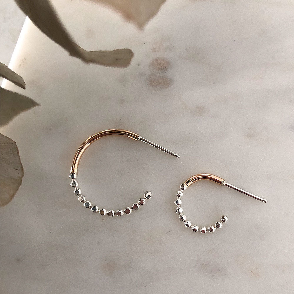 Mixed Metal Prism Hoop Earrings