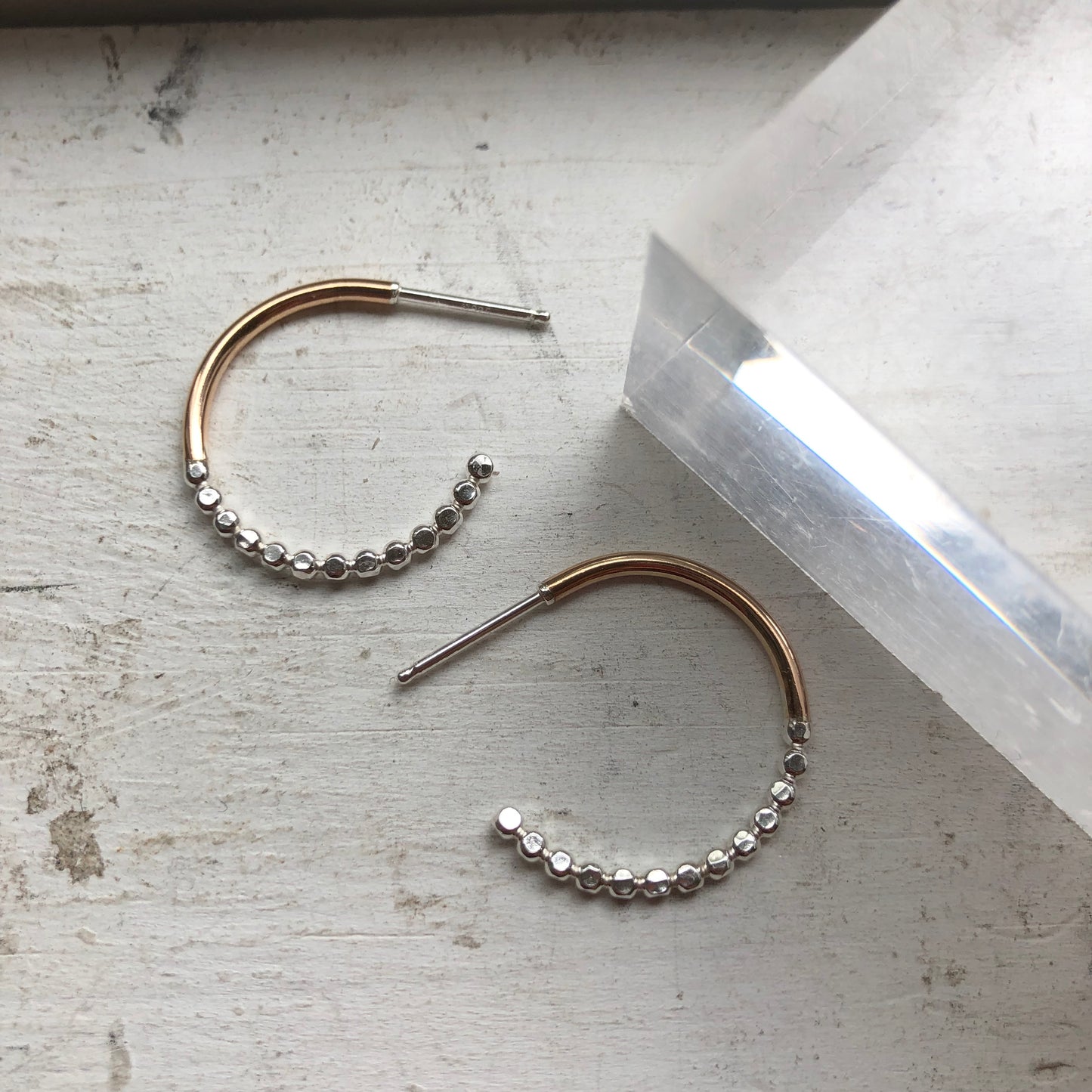 Mixed Metal Prism Hoop Earrings