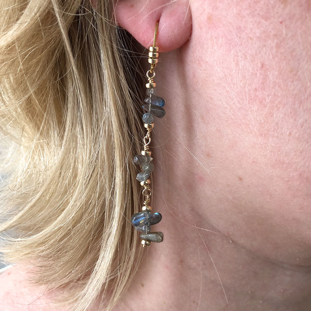 Shoulder Duster Earrings - Labradorite