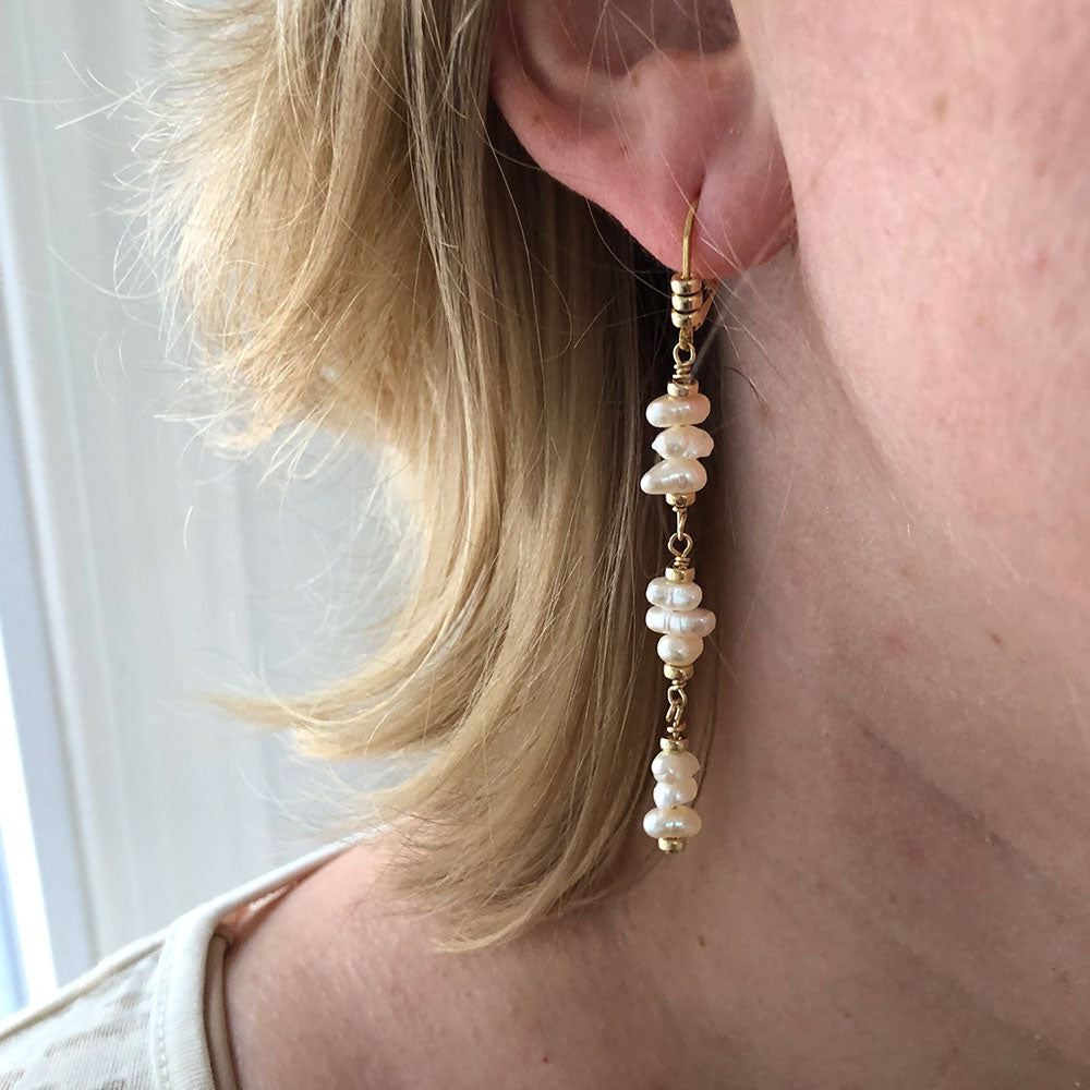 Shoulder Duster Earrings - Pearl