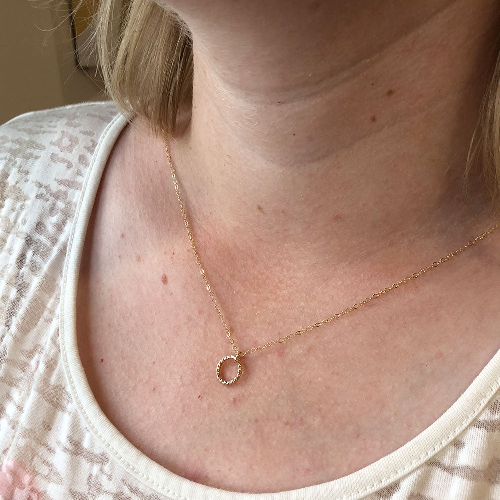 CLEARANCE Small Open Circle Necklace - Faceted