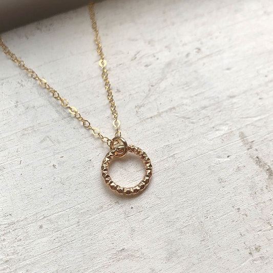 CLEARANCE Small Open Circle Necklace - Faceted