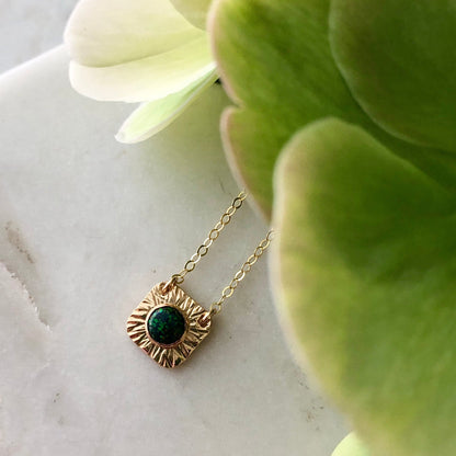 CLEARANCE / Square Gemstone Pendant Necklace