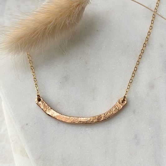 OOAK Stardust Curved Thick Bar Necklace - 14k Gold-fill