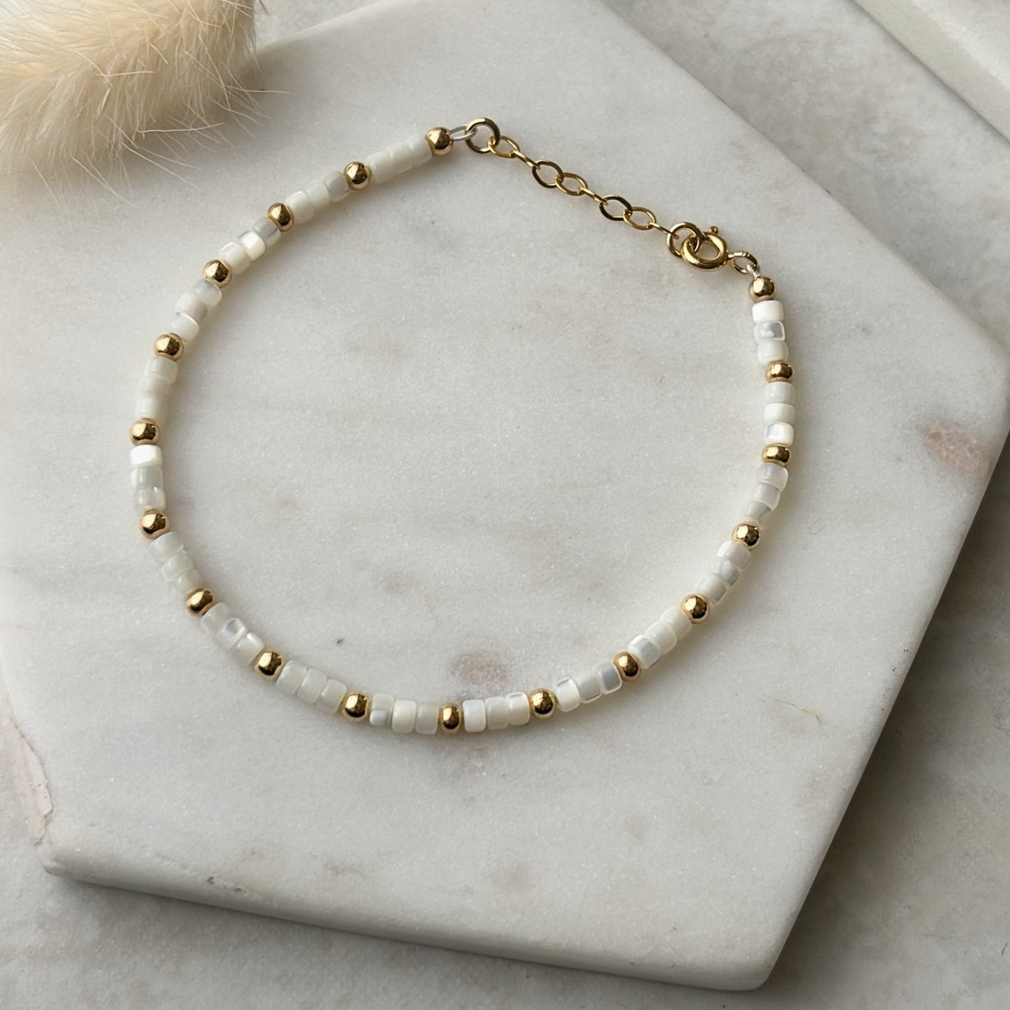 mother of pearl beaded bracelet