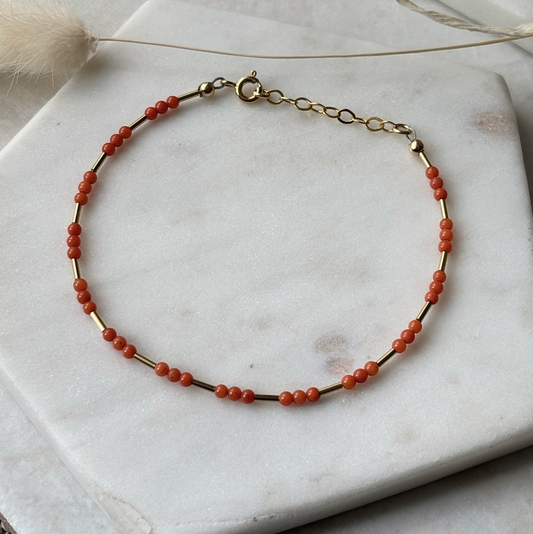 coral beaded bracelet