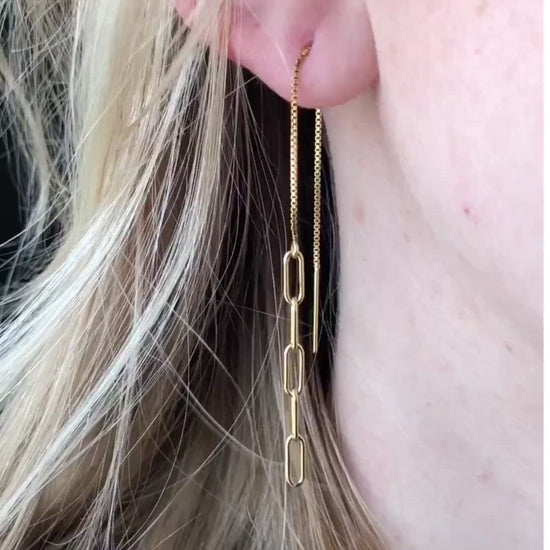 strut jewelry chain threader earrings 14k gold fill