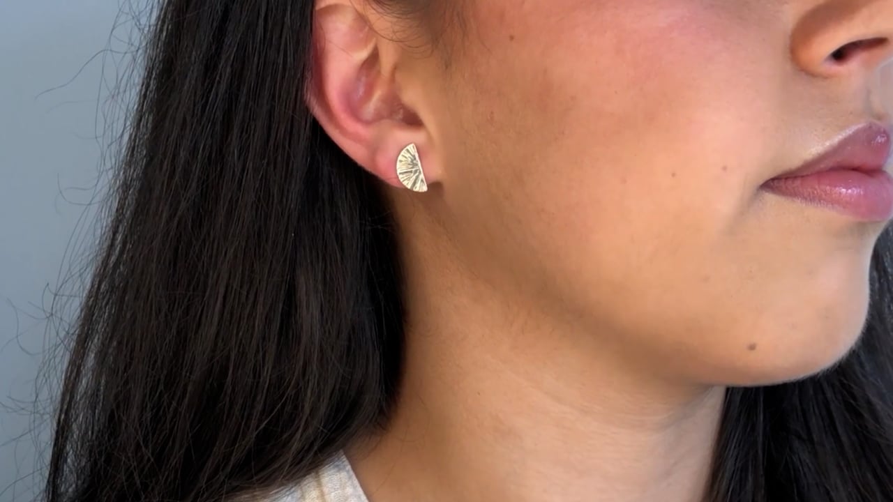 strut jewelry half moon stud earrings 14k gold fill