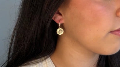 Small Textured Disc Hoops - Sterling silver