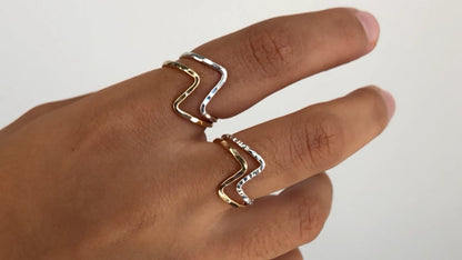 Zig Zag Stacking Ring - Faceted Texture