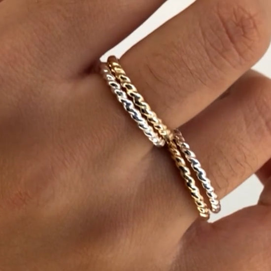 strut jewelry twist stacking rings sterling silver 14k gold fill