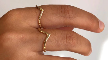 Chevron Stacking Ring - Faceted Texture