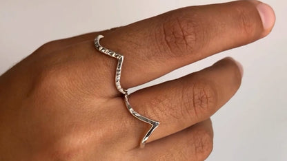 Chevron Stacking Ring - Faceted Texture